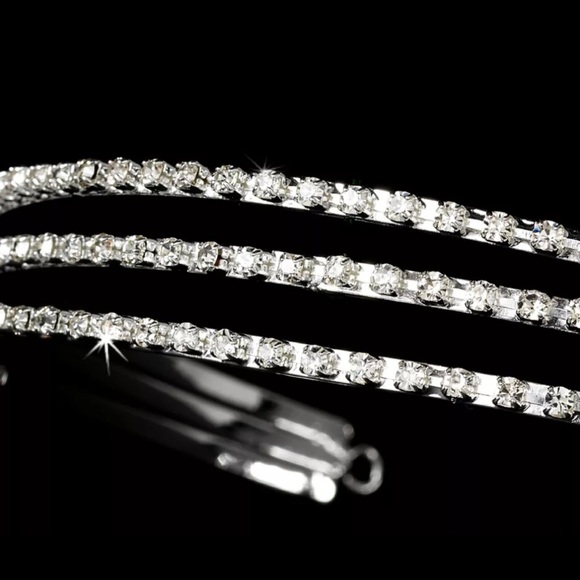 NWT Glamorous & Elegant Out-Wedding Triple Row Rhinestones Stunning Headband - Picture 10 of 11